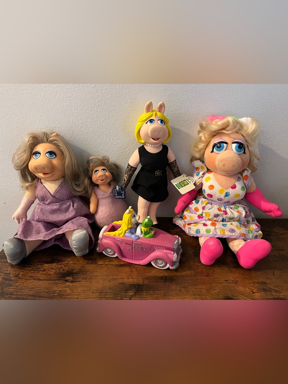 Vintage Miss Piggy Lot - Plush Dolls & Toy Car Muppets
